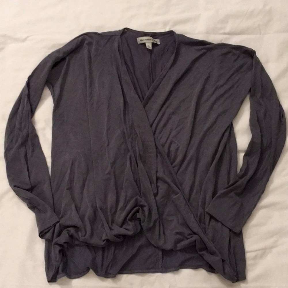 Charcoal Wrap Front Long Sleeve Tee